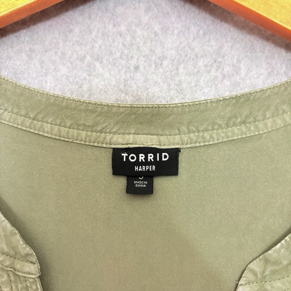 Torrid Womens Harper Popover Top Size 5X Green Neutral Capsule Office Career - Picture 5 of 7